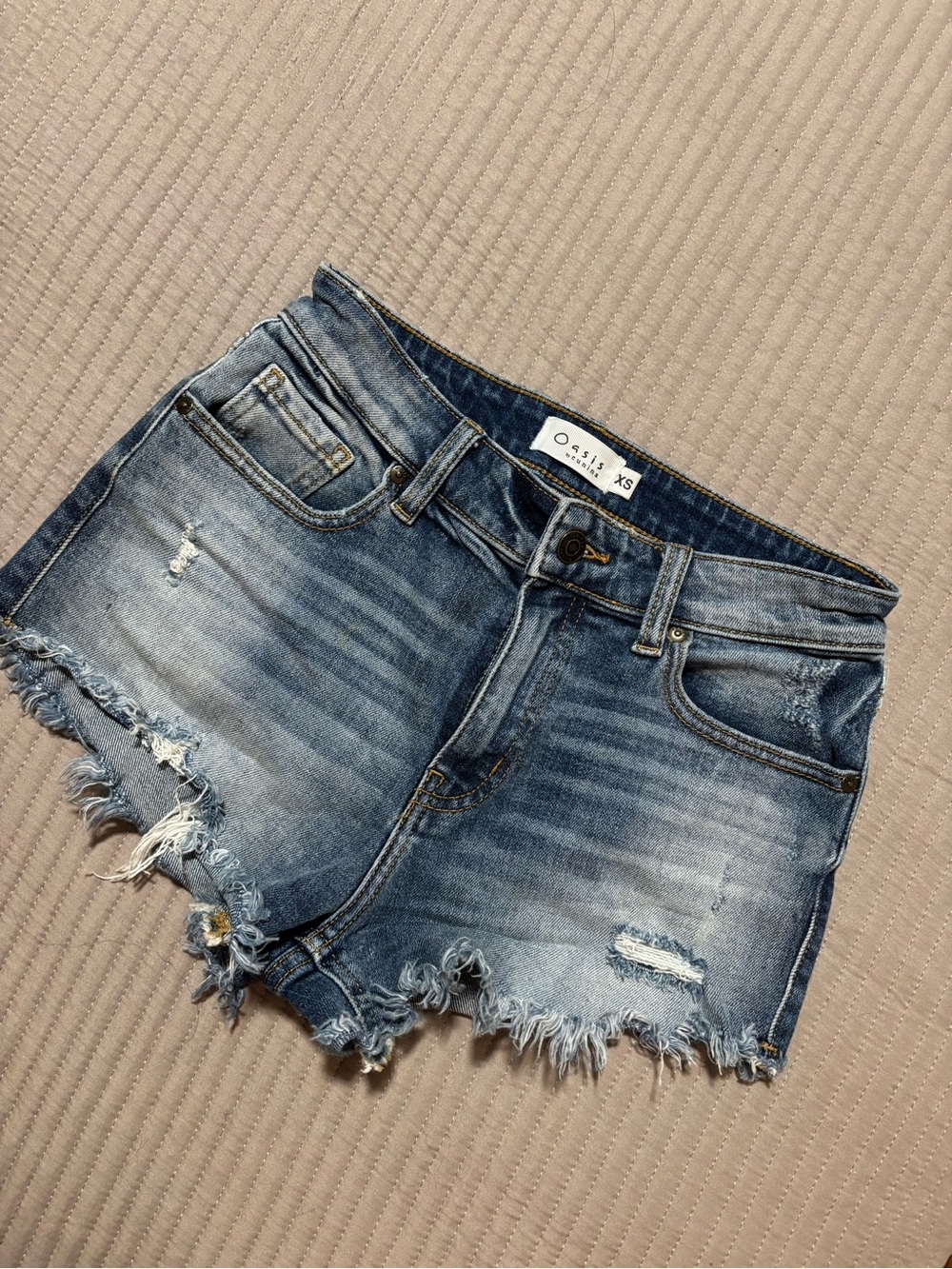 Oasis Light Blue Distressed Denim Cutoff Shorts